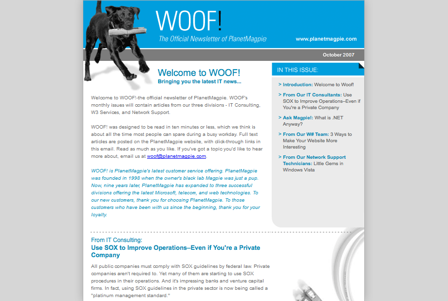 WOOF! Issue 1, October 2007 WOOF! Issue 1, October 2007